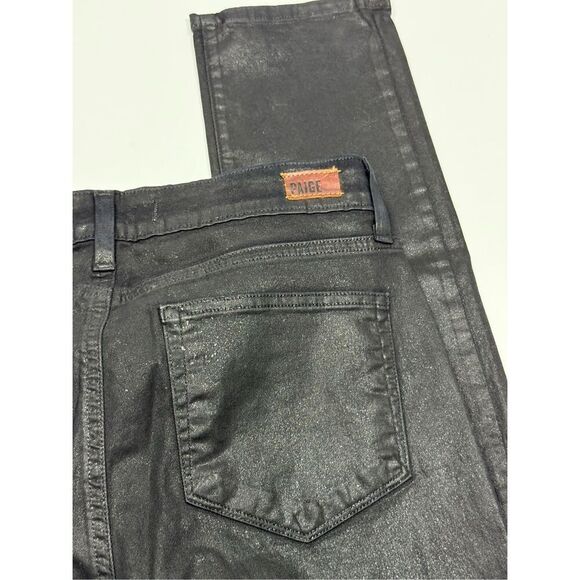 Paige Peg Leg Pandora Black Sheen Coated Jean Size 30 - Picture 11 of 13